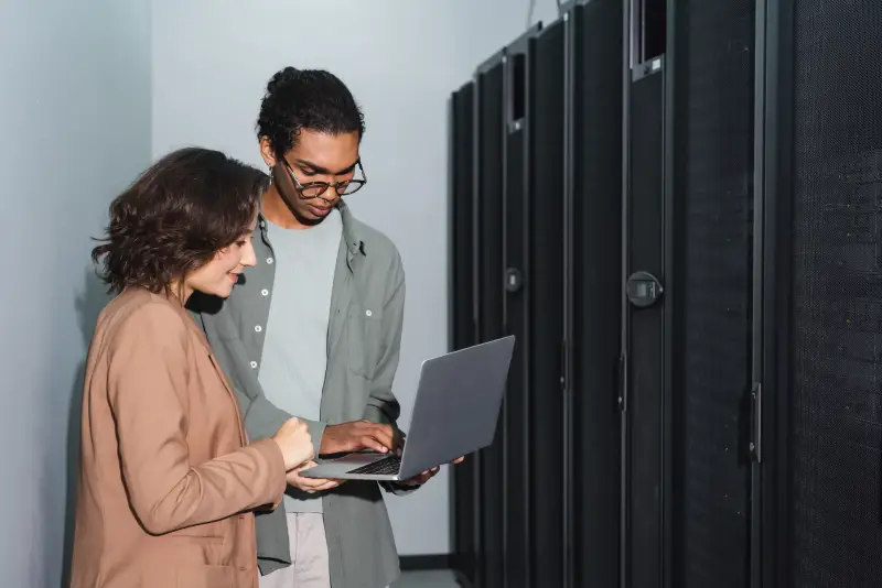 LCS engineers working in a data center